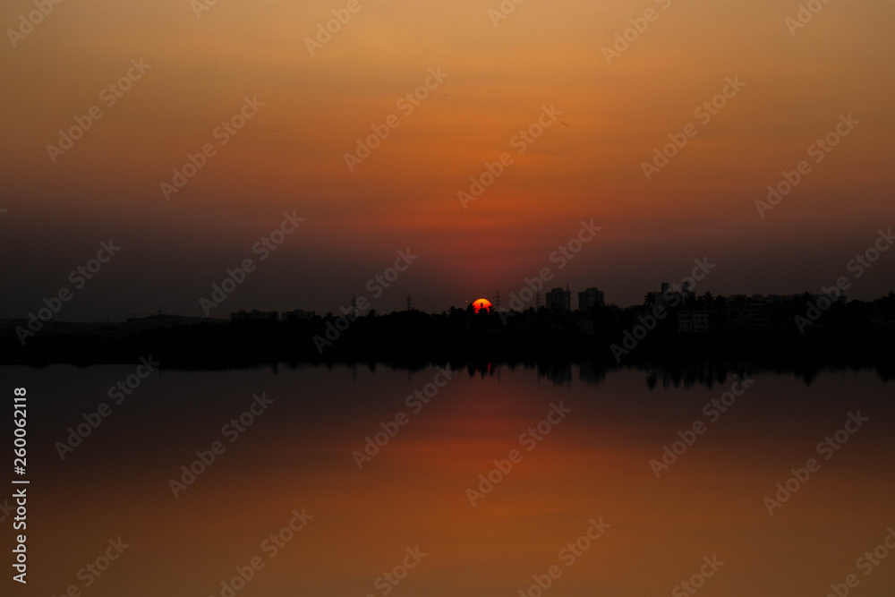 sunset over lake sunset over lake