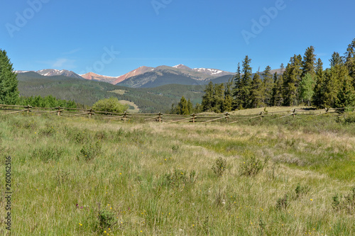 Front Range of Rocky Mountains panoramic view from Kenosha Pass near Fairplay (Park County, Colorado) photo