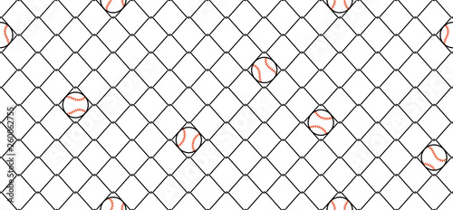 baseball Seamless pattern vector sport wire mesh chain link fence scarf isolated repeat wallpaper tile background