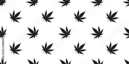 Marijuana weed seamless pattern vector cannabis leaf repeat wallpaper tile background scarf isolated plant © CNuisin