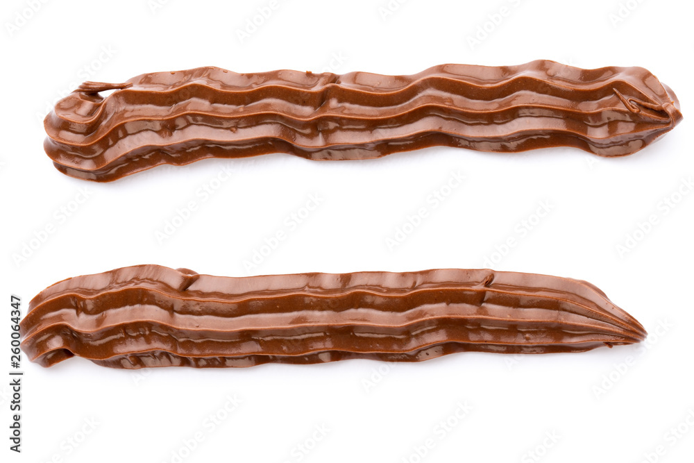 Chocolate cream isolated on white background. Flat lay. Chocolate cream isolated on white background. Flat lay.