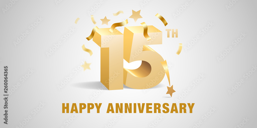 Obraz premium 15 years anniversary vector icon, logo. Graphic design template