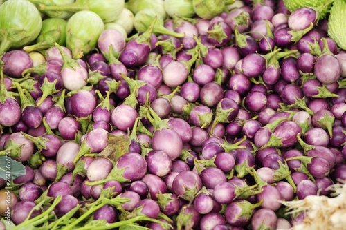 Fresh eggplant purple organic in the market