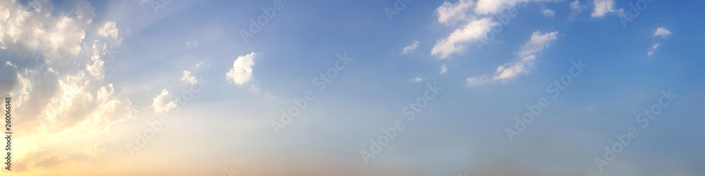 Fototapeta premium Dramatic panorama sky with cloud on twilight time. Panoramic image.