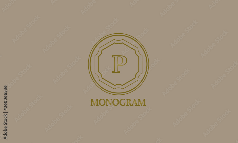 Decorative monogram with calligraphic letter. Logo design, business identity Identity for restaurant, royalty, boutique, cafe, hotel. Vector illustration Decorative monogram with calligraphic letter. Logo design, business identity Identity for restaurant, royalty, boutique, cafe, hotel. Vector illustration