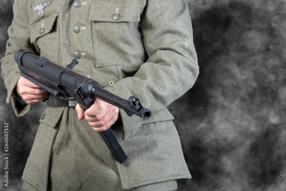 Second world war German soldier with a machine gun Second world war German soldier with a machine gun