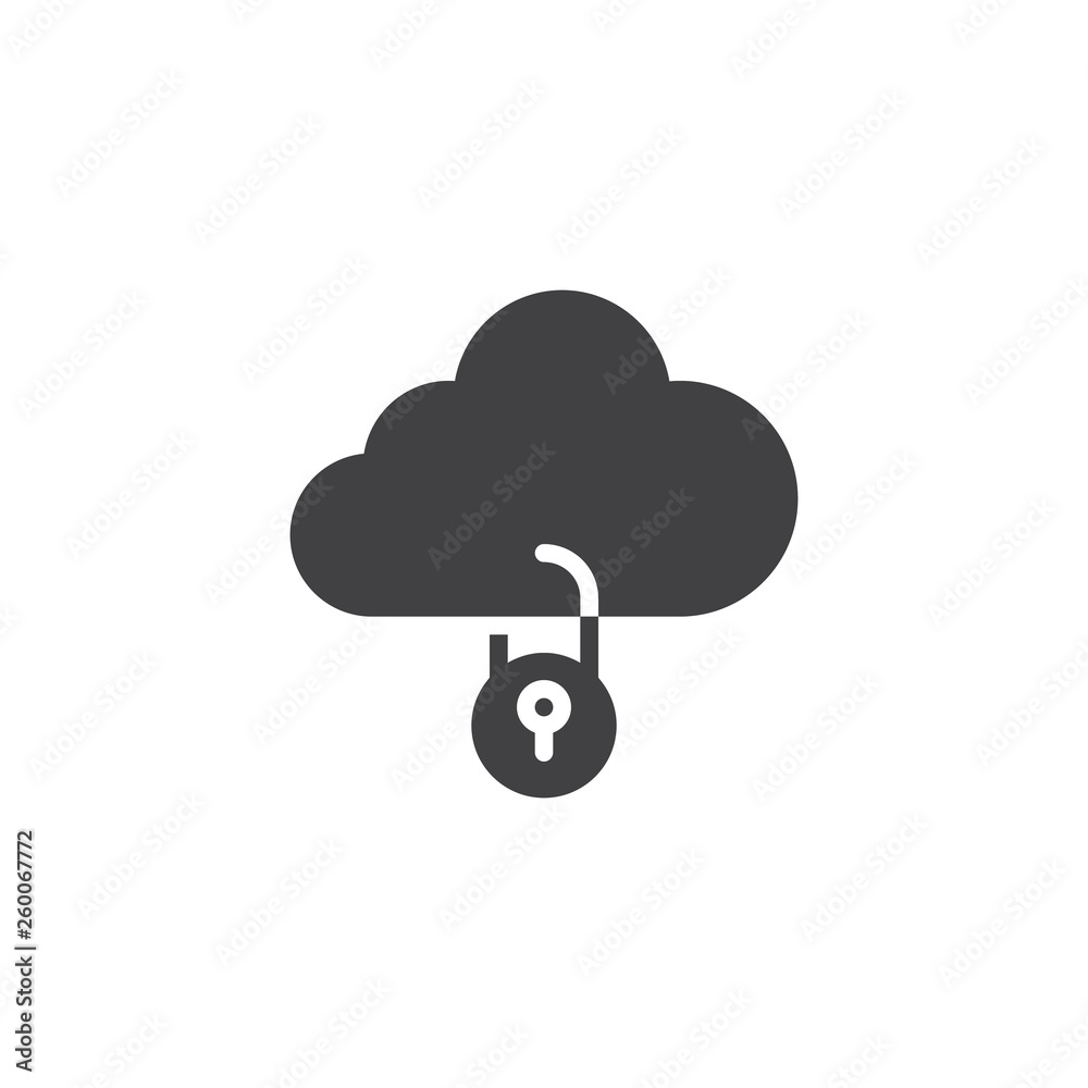 Cloud protection vector icon. filled flat sign for mobile concept and web design. Cloud computing and lock glyph icon. Data security symbol, logo illustration. Pixel perfect vector graphics Cloud protection vector icon. filled flat sign for mobile concept and web design. Cloud computing and lock glyph icon. Data security symbol, logo illustration. Pixel perfect vector graphics
