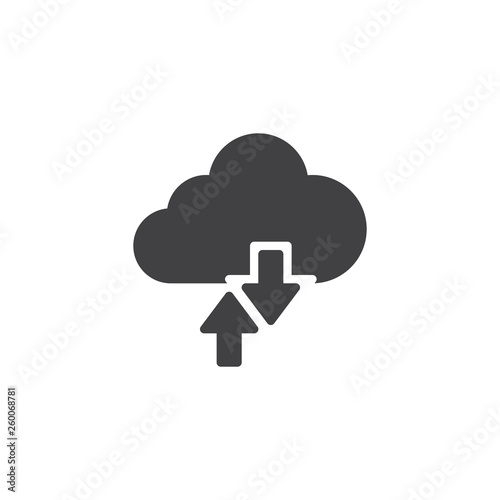 Cloud data transfer  vector icon. filled flat sign for mobile concept and web design. Cloud with download and upload arrows glyph icon. Symbol, logo illustration. Vector graphics