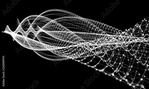 Abstract wire wiht dots and lines background communication. Scientific futuristic vector illustration.
