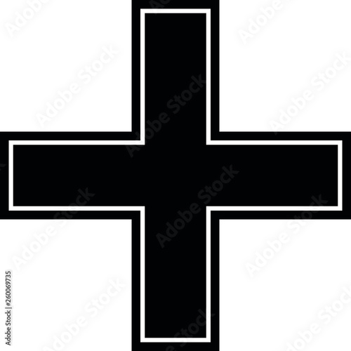 Black cross isolated, framleess. Best vector icon. Hight quality. EPS10.
