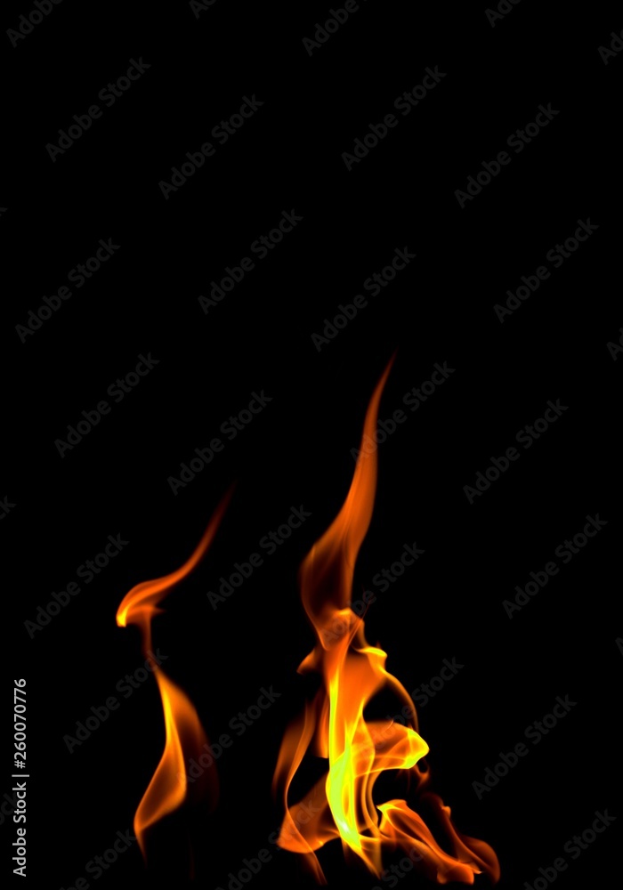 Fire flames on black background Fire flames on black background