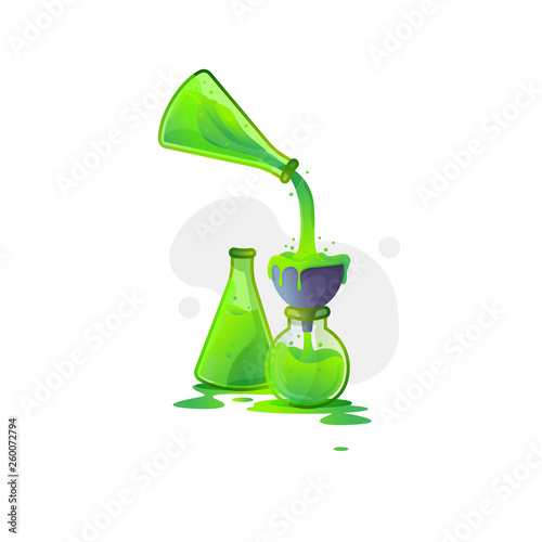 Green concoction was poured and spilled Experiment