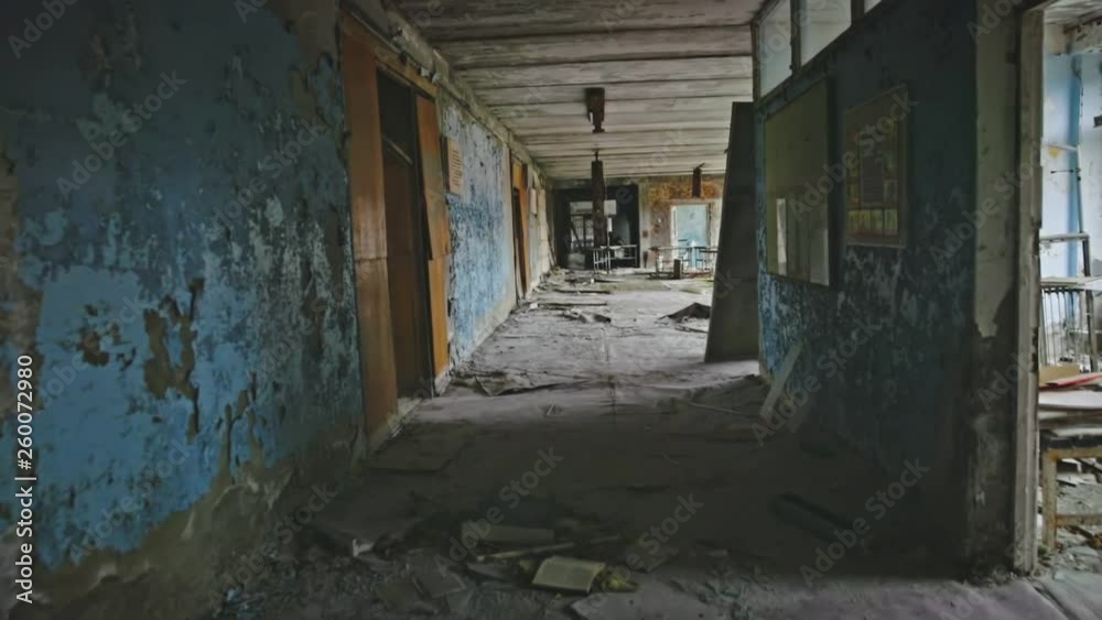 Abandoned corridor in Pripyat, Chernobyl Exclusion Zone 2019 Abandoned corridor in Pripyat, Chernobyl Exclusion Zone 2019