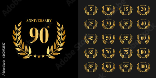 Set of anniversary logotype. Golden anniversary celebration emblem design for company profile, booklet, leaflet, magazine, brochure poster, web, invitation or greeting card.