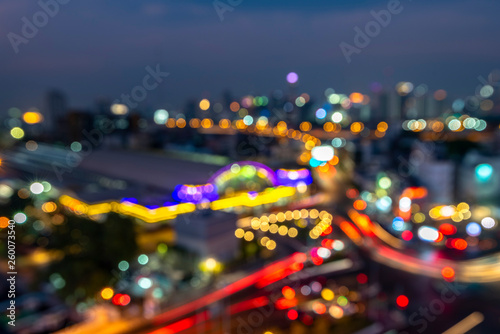 abstact blur bokeh of Evening traffic jam on road in city., night scene., Blur Images not Focus