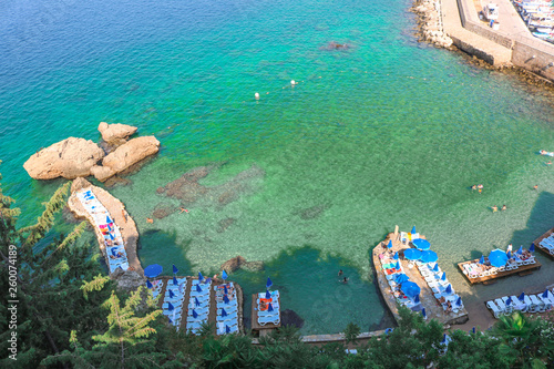 Fototapeta Naklejka Na Ścianę i Meble -  Mermerli Plajı beach in the old town of Antalya, Turkey. Shoot in 2017.