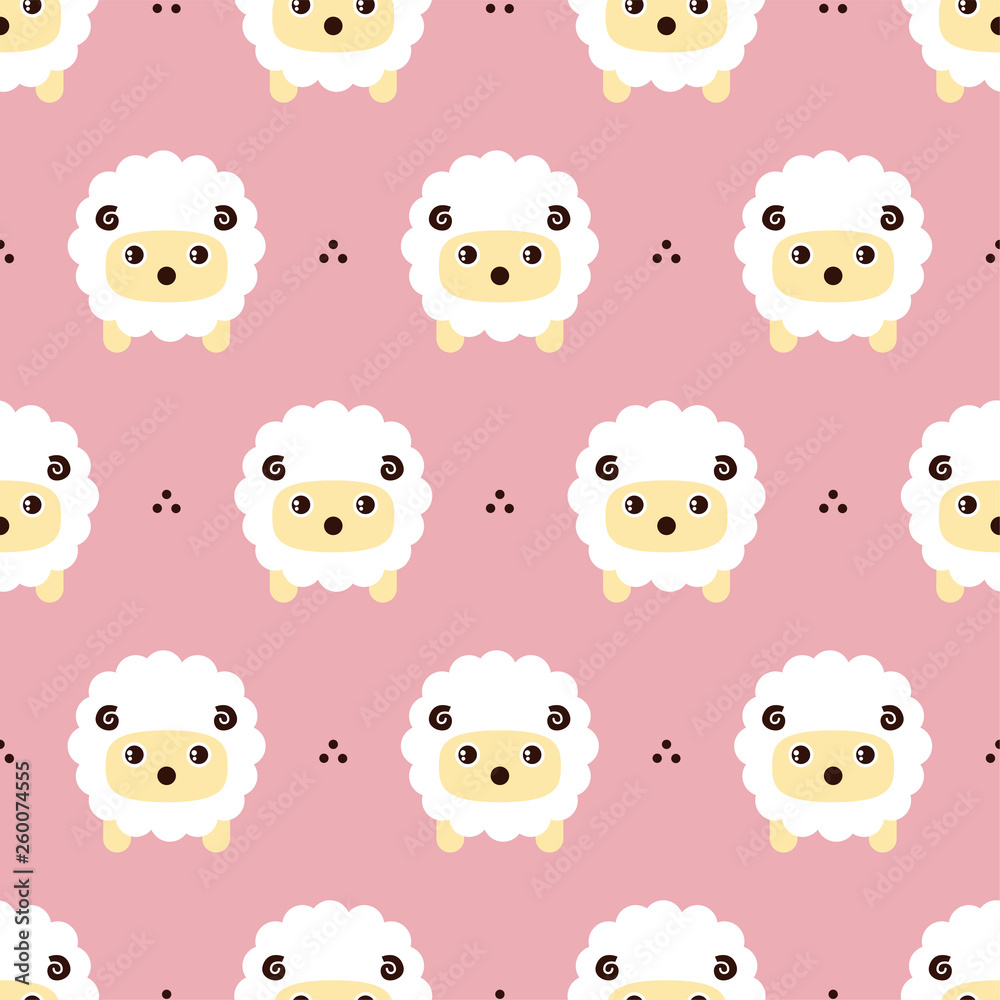 Cute sheep background. Seamless pattern.Vector. 羊のパターン