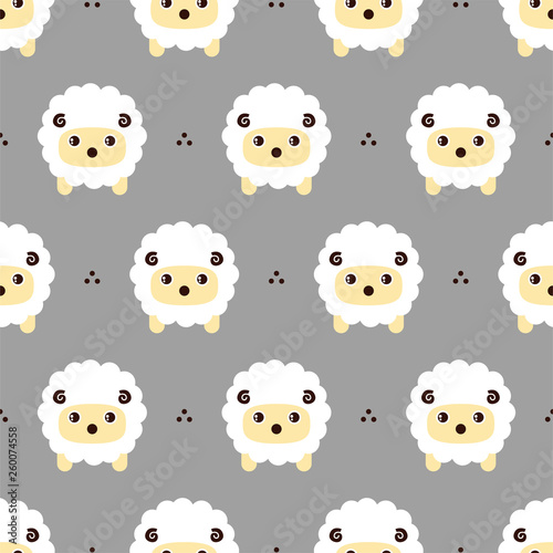 Cute sheep background. Seamless pattern.Vector. 羊のパターン