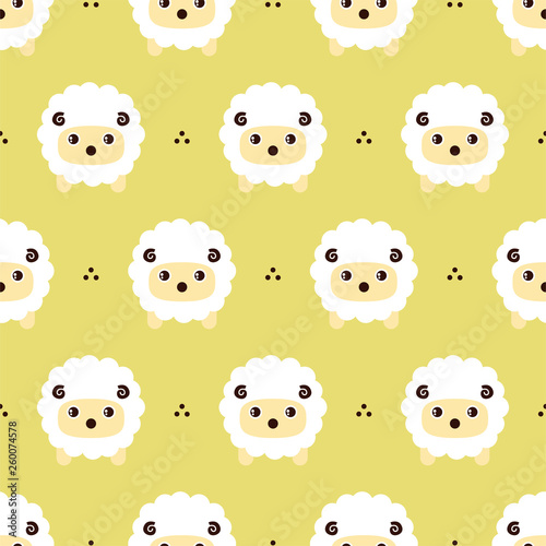 Cute sheep background. Seamless pattern.Vector. 羊のパターン