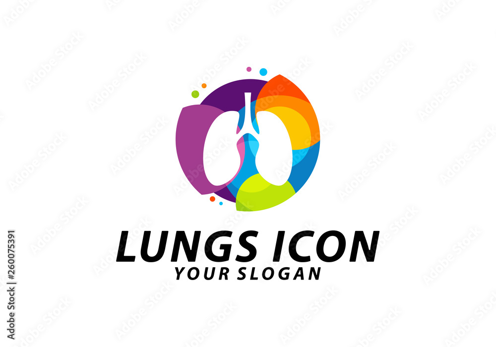 Colorful Lungs logo design concept, Health lungs logo template vector, Icon Symbol Colorful Lungs logo design concept, Health lungs logo template vector, Icon Symbol