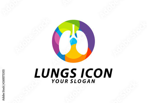 Colorful Lungs logo design concept, Health lungs logo template vector, Icon Symbol