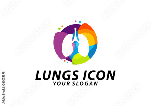 Colorful Lungs logo design concept, Health lungs logo template vector, Icon Symbol