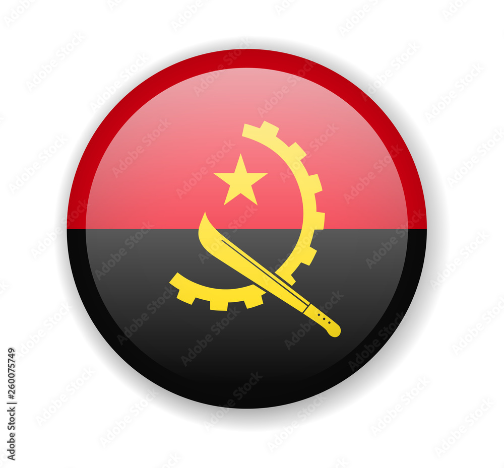 Angola flag round bright icon on a white background Angola flag round bright icon on a white background
