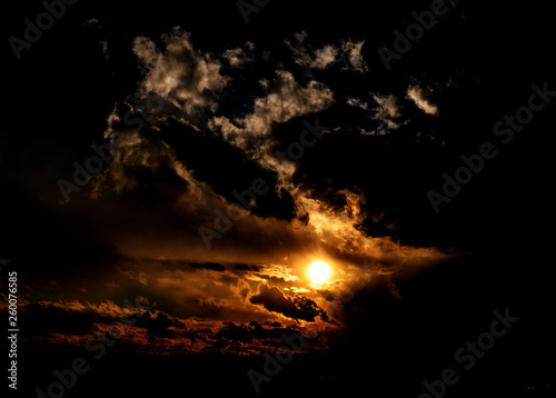 colorful apocalyptic sunset with mighty clouds © woitzel