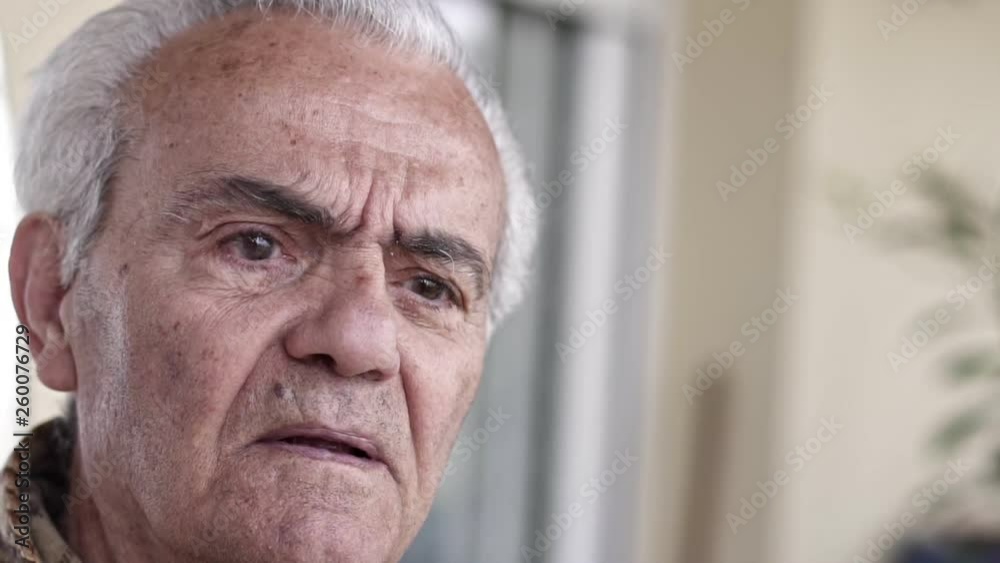 Senior Elderly Depressed Man , Close up Slow Motion Video Senior Elderly Depressed Man , Close up Slow Motion Video
