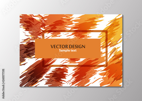 Rectangular frame on the background of brush strokes. Bright abstract colorful background with place for text for your design. Vector illustration