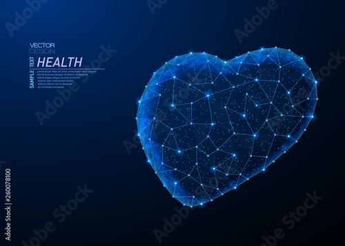 Abstract polygonal light design of human heart shape.