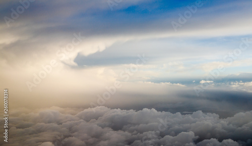 Fototapeta Naklejka Na Ścianę i Meble -  thunder storm from above with a blanket of clouds