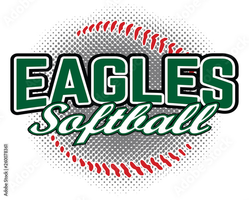 Eagles Softball Design is a team design template that includes a softball graphic and overlaying text. Great for advertising and promotion for teams or schools. photo