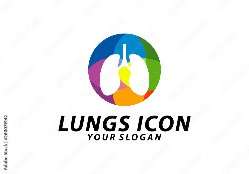 Colorful Lungs logo design concept, Health lungs logo template vector, Icon Symbol Colorful Lungs logo design concept, Health lungs logo template vector, Icon Symbol