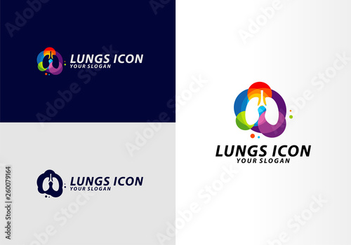 Colorful Lungs logo design concept, Health lungs logo template vector, Icon Symbol