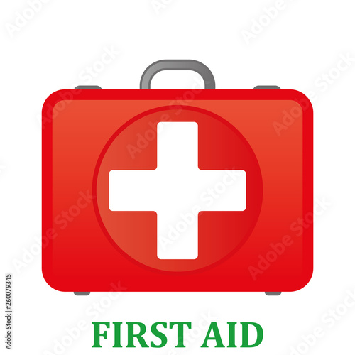 First aid kit. White first aid kit isolated. Health, help and medical diagnostics concept. 