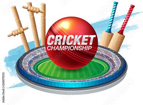 illustration of batsman and bowler playing cricket championship sports