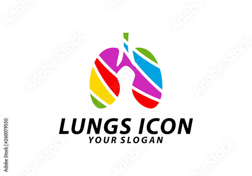 Colorful Lungs logo design concept, Health lungs logo template vector, Icon Symbol