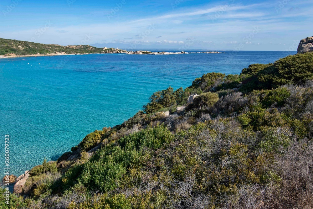 Panorama of the Marmorata Beach in Sardinia