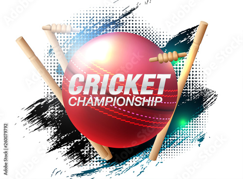 illustration of batsman and bowler playing cricket championship sports