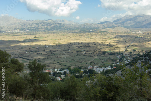 View from the cave of Psychro Cave of Zeus on the Lasithi Plateau, Crete, Greece photo