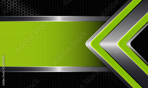 Geometric abstract green texture composition with an arrow and a frame with fringing