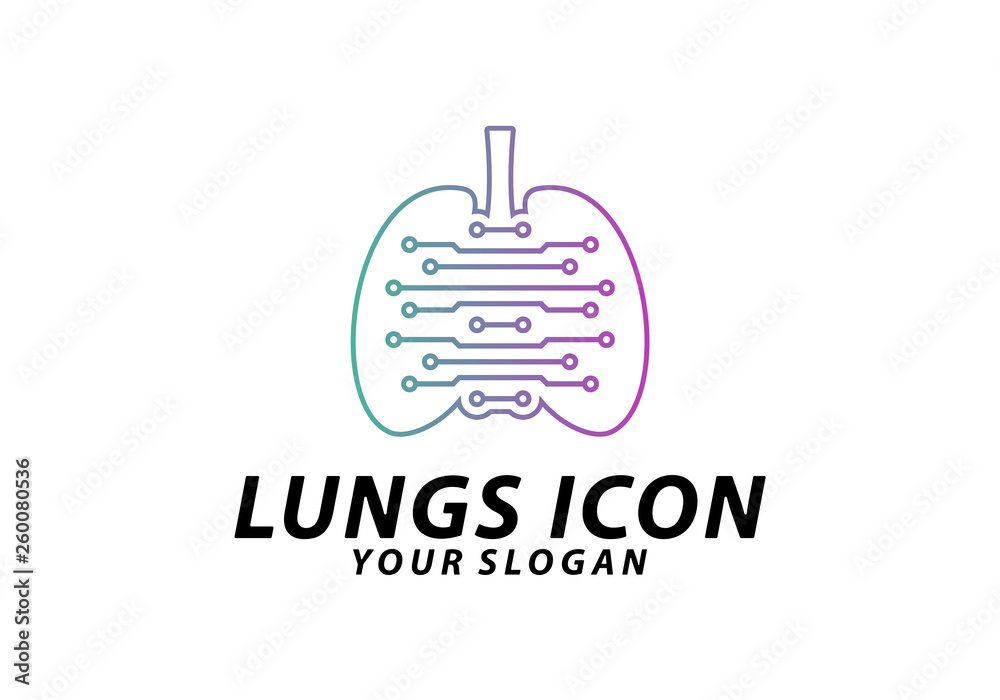 Fototapeta premium Lung Tech logo concept vector, Digital Lungs logo concept vector, Lungs Health logo template