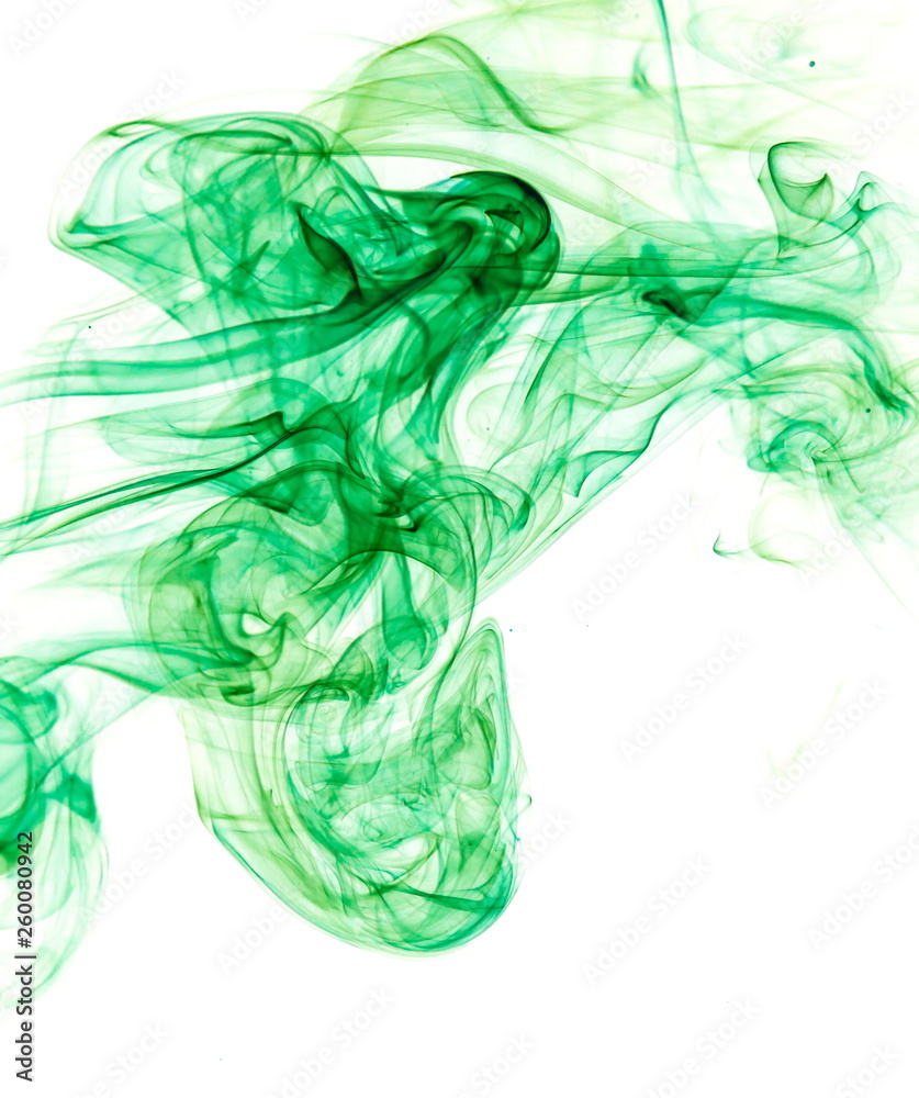 Fototapeta premium Green smoke on white background