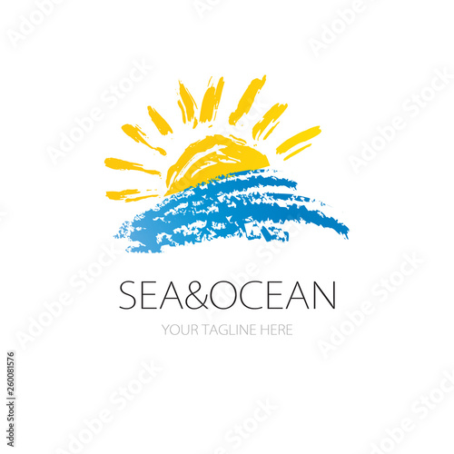 Vector sign sun and ocean logo concept
