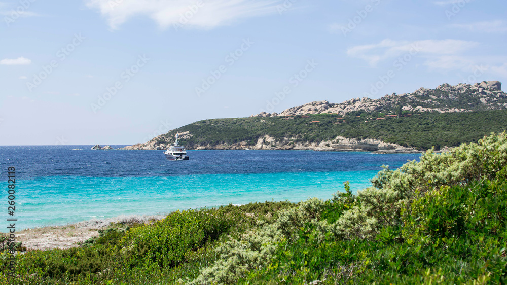 Panorama of the Rena di Ponente beach in Sardinia