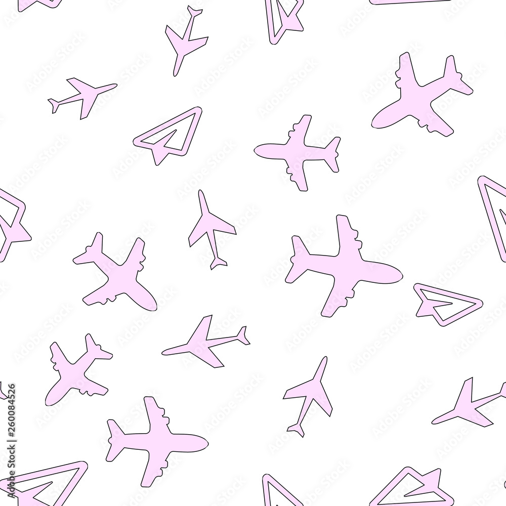 Plane Aircraft travel concept. Seamless vector EPS 10 pattern