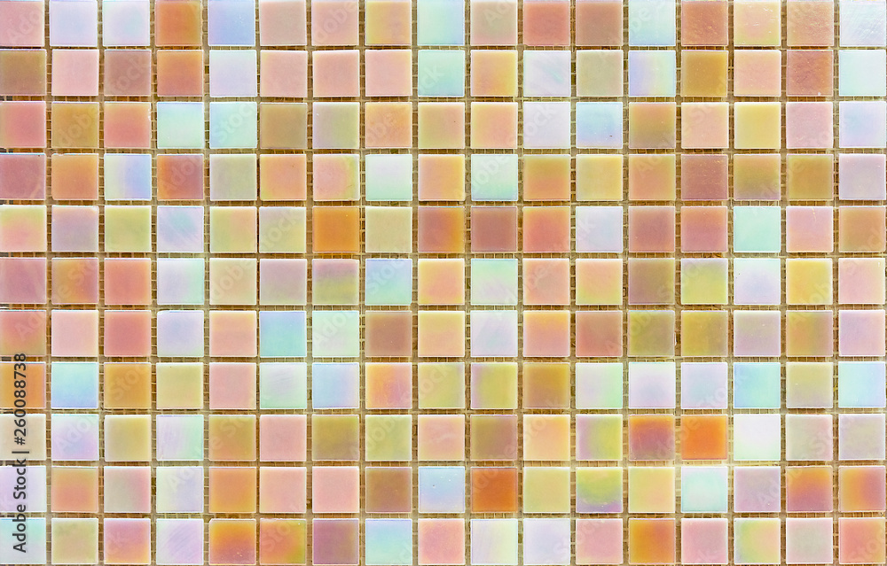 Mosaic tiles in the interior of the bathroom. Background of ceramic tiles mosaic. Mosaic tiles in the interior of the bathroom. Background of ceramic tiles mosaic.