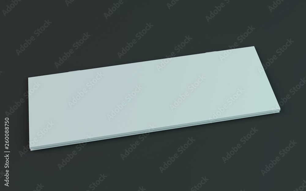 Blank brochure, magazine, booklet mockup isolated on dark background. 3D Blank brochure, magazine, booklet mockup isolated on dark background. 3D