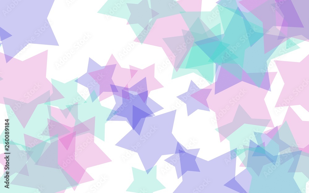 Multicolored translucent stars on a white background. Red tones. 3D illustration Multicolored translucent stars on a white background. Red tones. 3D illustration